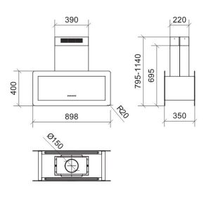 Máy Hút Mùi Dudoff đảo kết hợp trang trí Metropolis 90SG - 7 Máy Hút Mùi Dudoff đảo kết hợp trang trí Metropolis 90SG - 6