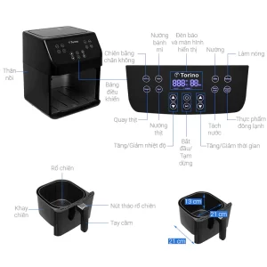 Nồi chiên không dầu Torino 5.5 lít TF-JW55A - 8 Nồi chiên không dầu Torino 5.5 lít TF-JW55A - 7