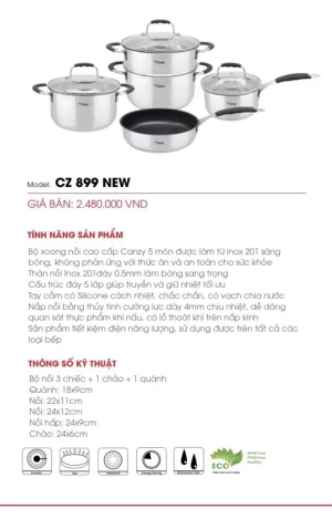 Bộ nồi Canzy CZ 899 - 4 Bộ nồi Canzy CZ 899