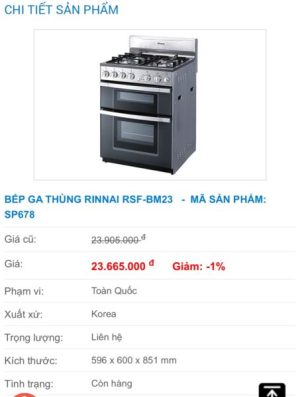 BẾP GA THÙNG RINNAI RSF-BM23 SP678 - 19 BẾP GA THÙNG RINNAI RSF-BM23 SP678 - 18
