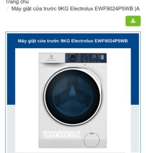 MÁY GIẶT 9KG Electrolux EWF9024P5WB CỬA TRƯỚC |A - 11 MÁY GIẶT 9KG Electrolux EWF9024P5WB CỬA TRƯỚC |A - 10