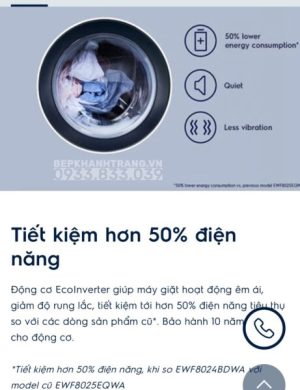 Máy giặt cửa trước 10kg UltimateCare 500 Electrolux EWF1024P5SB - 83 Máy giặt cửa trước 10kg UltimateCare 500 Electrolux EWF1024P5SB - 82