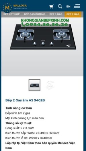 Bếp 2 Gas Malloca AS 9402BG - 10