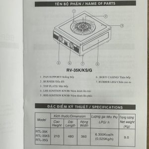 Bếp Gas Rinnai RTL-35KS - 64 Bếp Gas Rinnai RTL-35KS - 63
