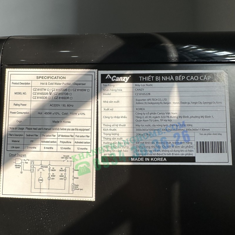 Máy lọc nước Canzy CZ 816S22B - 54 Máy lọc nước Canzy CZ 816S22B - 53