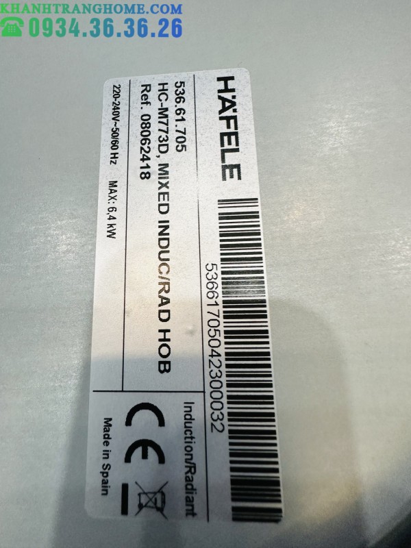 BẾP TỪ KẾT HỢP ĐIỆN HAFELE 3 VÙNG NẤU HC-M773D 536.61.705 - 181