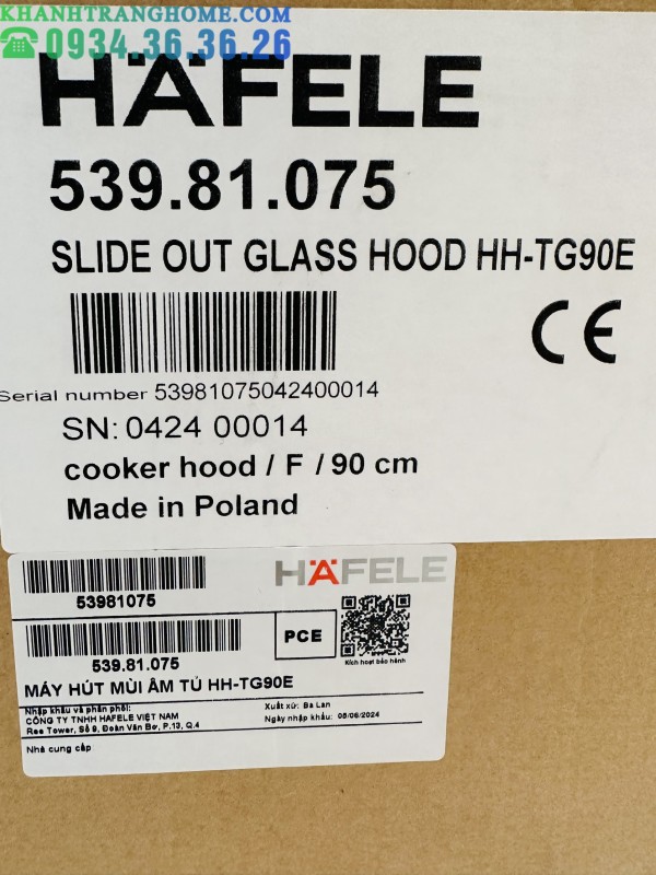 Máy hút mùi âm tủ Hafele HH-TG90E 539.81.075 - 142