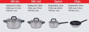 BỘ NỒI 3 ĐÁY INOX 304 EUROSUN MC1609-Eva - 3