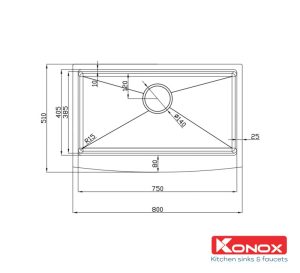 CHẬU RỬA BÁT KONOX KN8051AS Curve - 2 CHẬU RỬA BÁT KONOX KN8051AS Curve