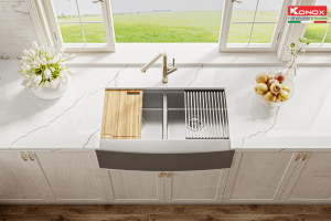 CHẬU RỬA BÁT KONOX KN8751DA CURVE - 9 CHẬU RỬA BÁT KONOX KN8751DA CURVE