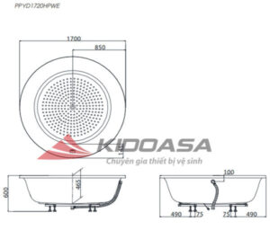 Bồn tắm massage sục khí TOTO PPYD1720HPWE/NTP003E - 3