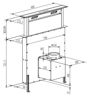 Máy hút mùi âm kệ Down Draff Glass FASTER FS 90HFB - 1 MÁY HÚT MÙI ÂM KỆ DOWN DRAFF GLASS FASTER FS 90HFB