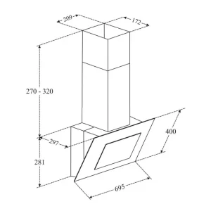 Máy hút mùi áp tường FASTER FS 3608B-70 - 1 MÁY HÚT MÙI ÁP TƯỜNG FASTER FS 3608B-70