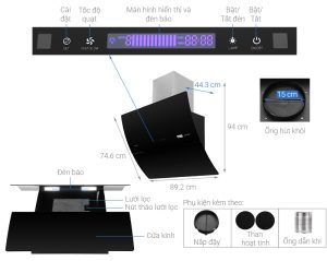 Máy hút mùi Pramie kính vát vẫy tay DE19-900 - 6 Máy hút mùi Pramie kính vát vẫy tay DE19-900