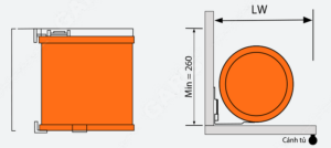 Thùng rác tròn inox 7 lít cánh mở GARIS GW05.07 - 6 Thùng rác tròn inox 7 lít cánh mở GARIS GW05.07 - 5