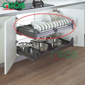 Giá để bát đĩa inox hộp vách kính Grob - 10