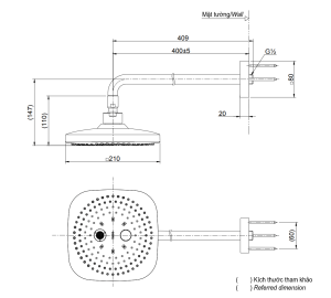 Bát sen gắn tường 2 chế độ massage TOTO TBW02004A - 4 Bát sen gắn tường 2 chế độ massage TOTO TBW02004A - 3