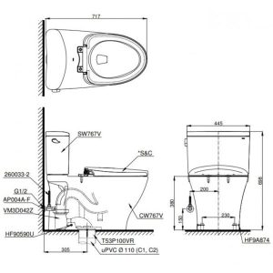 Bồn cầu 2 khối TOTO CS767T2, nắp đóng êm - 4 Bồn cầu 2 khối TOTO CS767T2, nắp đóng êm - 3