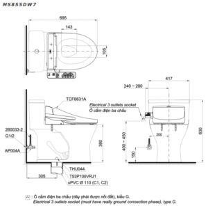 Bồn cầu 1 khối TOTO MS855DW7 - 3