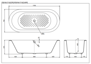 Bồn tắm gang tráng men TOTO FBY1710CPEV - 4 Bồn tắm gang tráng men TOTO FBY1710CPEV - 3