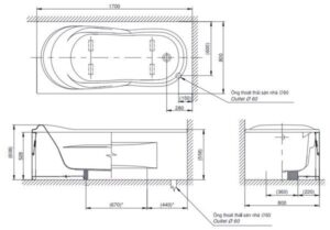 Bồn tắm chân yếm TOTO PAY1775VC#W/DB501R-2B - 4 Bồn tắm chân yếm TOTO PAY1775VC#W/DB501R-2B - 3