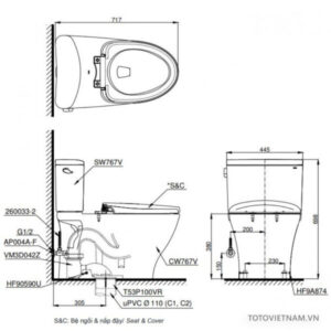 Bồn cầu 2 khối TOTO CS767E4 - 4 Bồn cầu 2 khối TOTO CS767E4 - 3