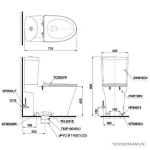 Bồn cầu 2 khối TOTO CS819DSE2 - 3
