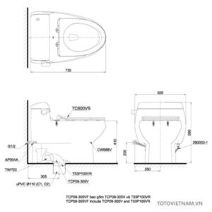 Bồn cầu 1 khối TOTO MS688E2 - 3