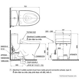 Bồn cầu TOTO MS855CDW12 - 4 Bồn cầu TOTO MS855CDW12 - 3