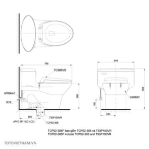 Bồn cầu 1 khối TOTO MS904E4 - 3