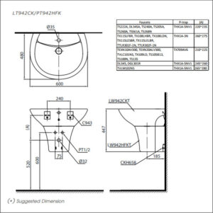 Chậu rửa lavabo TOTO LT942CK/PT942HFK - 4 Chậu rửa lavabo TOTO LT942CK/PT942HFK - 3