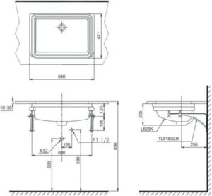 Chậu rửa lavabo âm bàn TOTO L620K - 4 Chậu rửa lavabo âm bàn TOTO L620K - 3