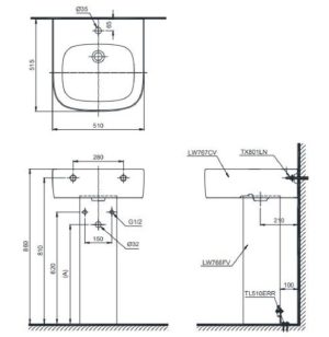 Chậu rửa lavabo TOTO LPT767C - 4 Chậu rửa lavabo TOTO LPT767C - 3