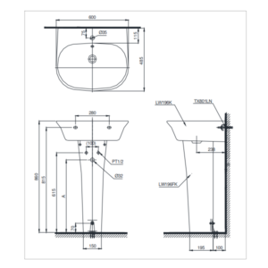 Chậu rửa lavabo TOTO LW196K/LW196FK - 4 Chậu rửa lavabo TOTO LW196K/LW196FK - 3