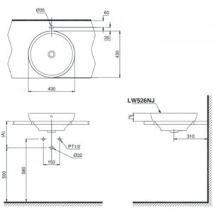 Chậu rửa lavabo đặt bàn TOTO LW526NJ - 4 Chậu rửa lavabo đặt bàn TOTO LW526NJ - 3