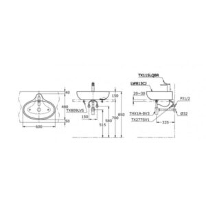 Chậu rửa lavabo đặt bàn TOTO LW813CJW/F - 4 Chậu rửa lavabo đặt bàn TOTO LW813CJW/F - 3
