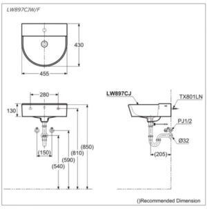 Chậu rửa lavabo TOTO LW897CJW - 4 Chậu rửa lavabo TOTO LW897CJW - 3