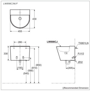 Chậu rửa lavabo TOTO LW898JW - 4 Chậu rửa lavabo TOTO LW898JW - 3