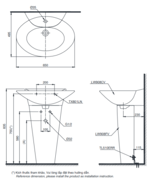 Chậu rửa lavabo TOTO LPT908C - 4 Chậu rửa lavabo TOTO LPT908C - 3