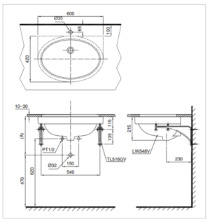 Chậu rửa lavabo âm bàn TOTO LT548 - 4 Chậu rửa lavabo âm bàn TOTO LT548 - 3