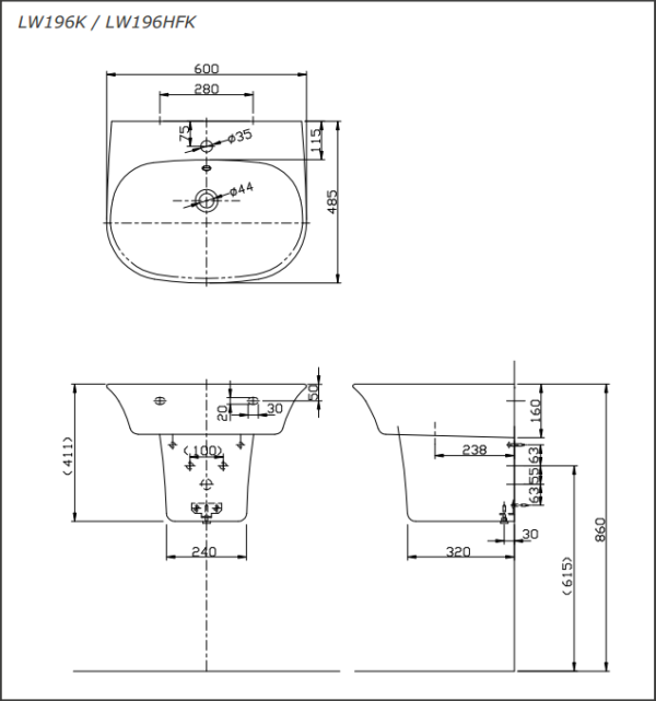 Chậu rửa lavabo TOTO LW196K/LW196HFK - 2