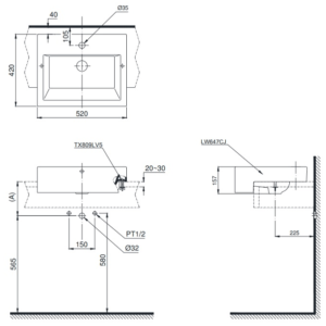 Chậu rửa lavabo bán âm TOTO LW641NCJW/F - 4 Chậu rửa lavabo bán âm TOTO LW641NCJW/F - 3