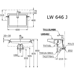 Chậu rửa lavabo bán âm TOTO LW646JW/F - 4 Chậu rửa lavabo bán âm TOTO LW646JW/F - 3