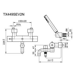 Sen tắm nhiệt độ TOTO TX449SEV2N - 4 Sen tắm nhiệt độ TOTO TX449SEV2N - 3