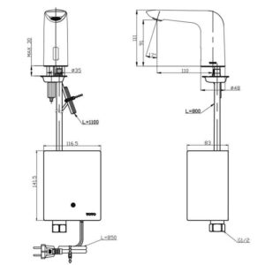 Vòi cảm ứng nước lạnh Toto TTLA101/TTLE101E2L/TX709AV6 - 4 Vòi cảm ứng nước lạnh Toto TTLA101/TTLE101E2L/TX709AV6 - 3