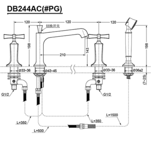 Vòi xả bồn kèm sen tắm nóng lạnh TOTO DB244AC - 3