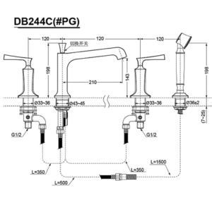 Vòi xả bồn kèm sen tắm nóng lạnh TOTO DB244C - 4 Vòi xả bồn kèm sen tắm nóng lạnh TOTO DB244C - 3
