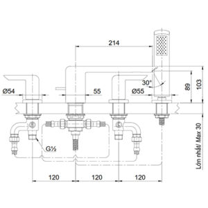 Vòi xả bồn kèm sen tắm nóng lạnh TOTO TX447SKBR - 4 Vòi xả bồn kèm sen tắm nóng lạnh TOTO TX447SKBR - 3