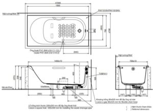 Bồn tắm xây TOTO PAY1510V#W/TVBF411 - 3