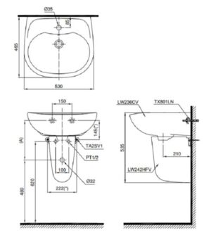 CHẬU RỬA MẶT TOTO LT236CS - 3